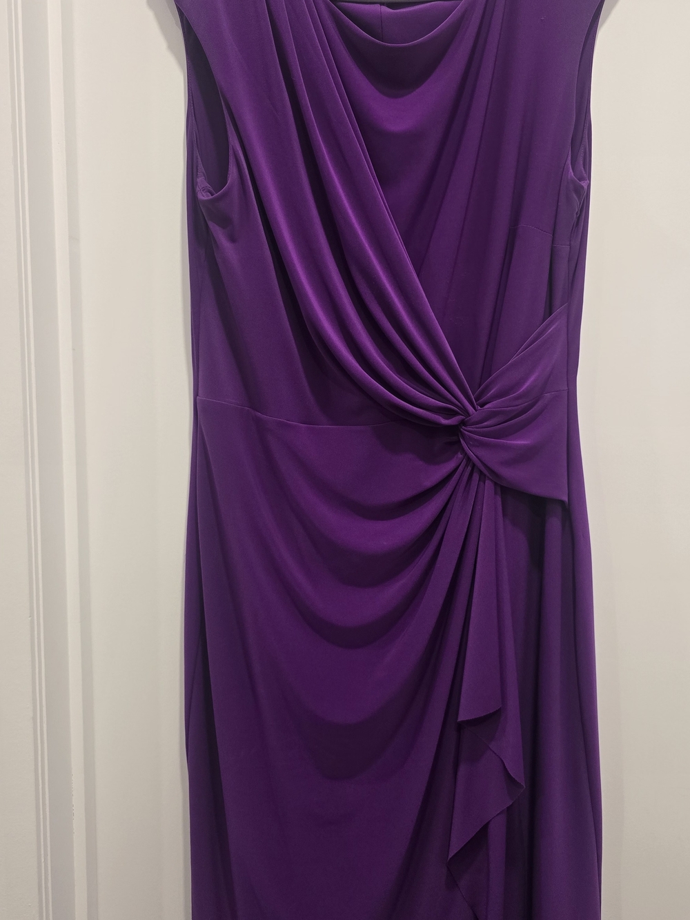 Lauren Ralph Lauren Purple Draped Midi Dress with Knot Detail